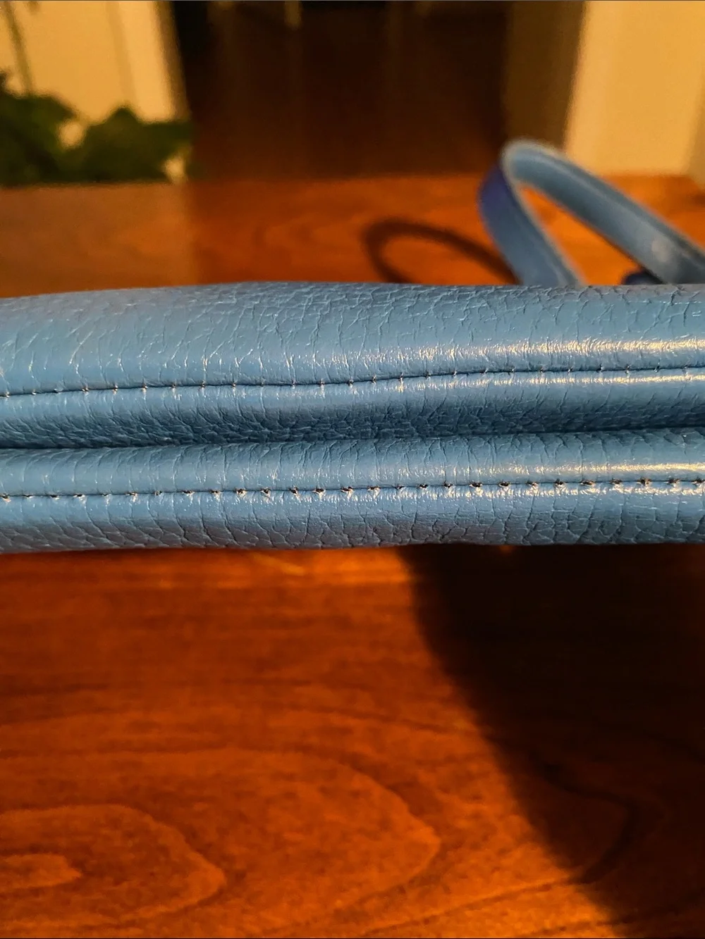 Tommy Hilfiger Blue Pebbled Leather Crossbody with Gold Accent